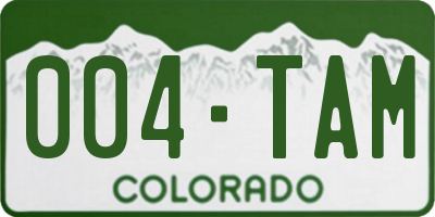 CO license plate 004TAM