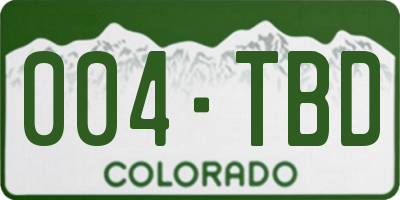 CO license plate 004TBD