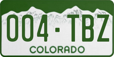 CO license plate 004TBZ