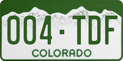 CO license plate 004TDF