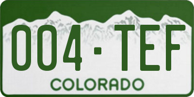 CO license plate 004TEF