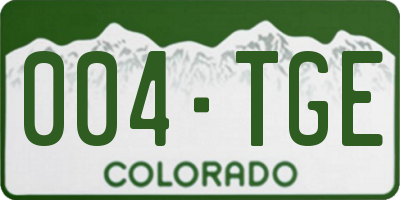 CO license plate 004TGE