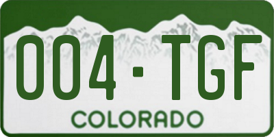CO license plate 004TGF