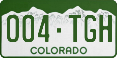 CO license plate 004TGH