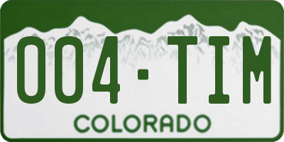 CO license plate 004TIM