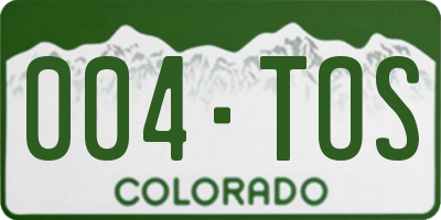 CO license plate 004TOS