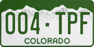 CO license plate 004TPF