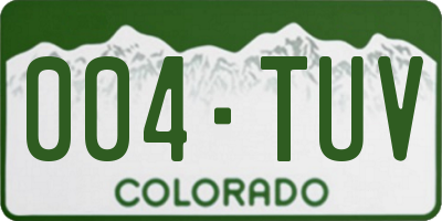 CO license plate 004TUV
