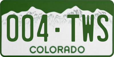 CO license plate 004TWS