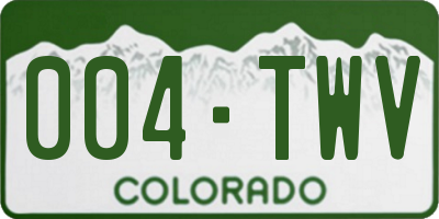 CO license plate 004TWV