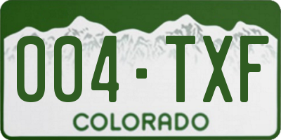 CO license plate 004TXF