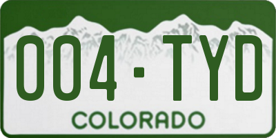 CO license plate 004TYD