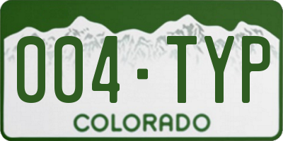 CO license plate 004TYP
