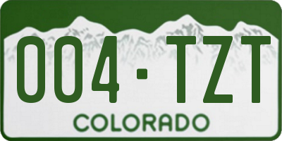CO license plate 004TZT