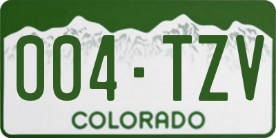 CO license plate 004TZV