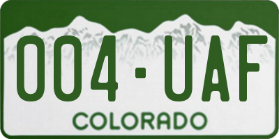 CO license plate 004UAF