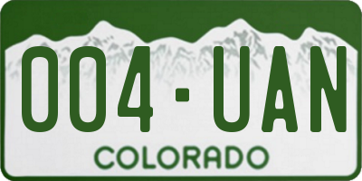 CO license plate 004UAN