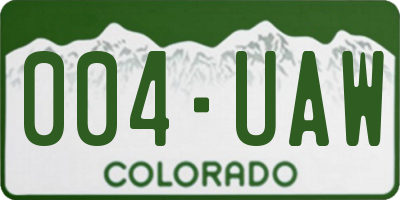 CO license plate 004UAW