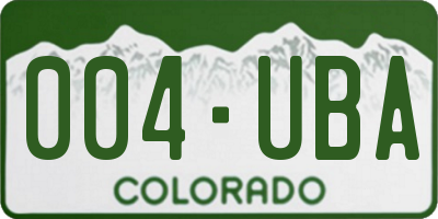 CO license plate 004UBA