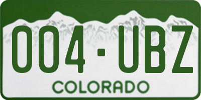 CO license plate 004UBZ
