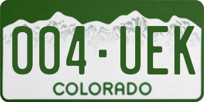 CO license plate 004UEK