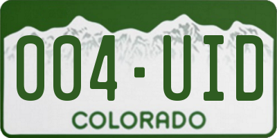 CO license plate 004UID