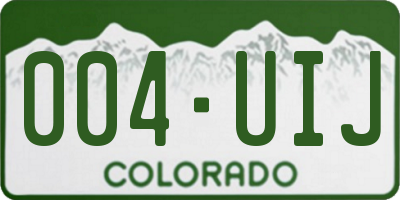 CO license plate 004UIJ