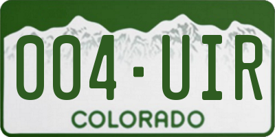 CO license plate 004UIR