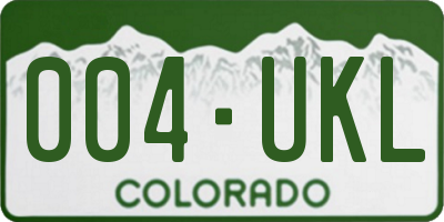 CO license plate 004UKL