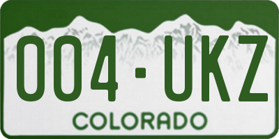 CO license plate 004UKZ