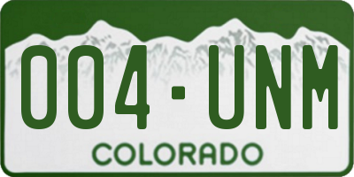 CO license plate 004UNM