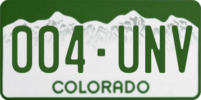 CO license plate 004UNV