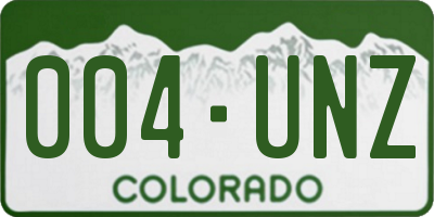 CO license plate 004UNZ