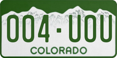 CO license plate 004UOU