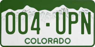 CO license plate 004UPN