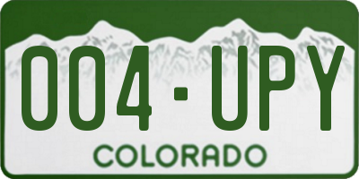 CO license plate 004UPY