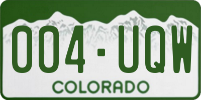 CO license plate 004UQW