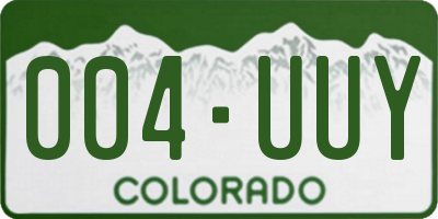 CO license plate 004UUY