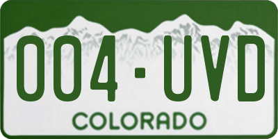 CO license plate 004UVD