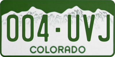 CO license plate 004UVJ
