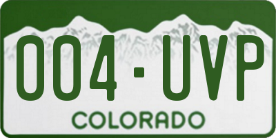 CO license plate 004UVP