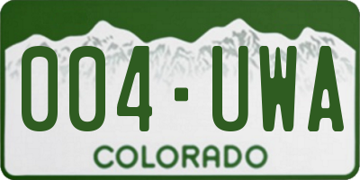 CO license plate 004UWA