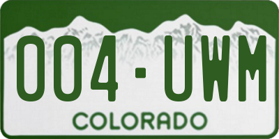 CO license plate 004UWM