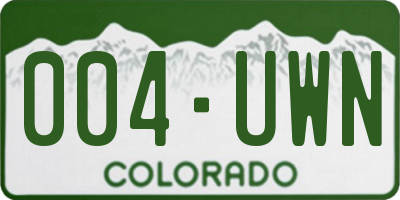 CO license plate 004UWN