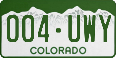 CO license plate 004UWY
