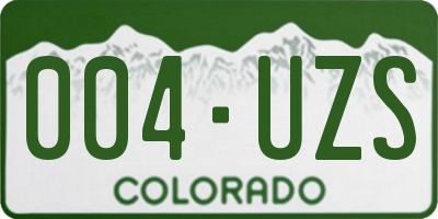 CO license plate 004UZS