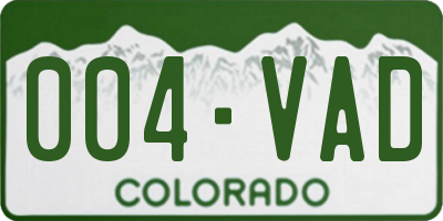 CO license plate 004VAD