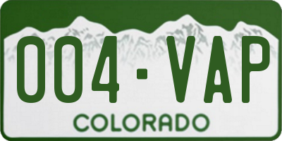 CO license plate 004VAP