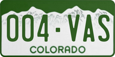 CO license plate 004VAS