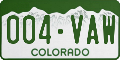 CO license plate 004VAW
